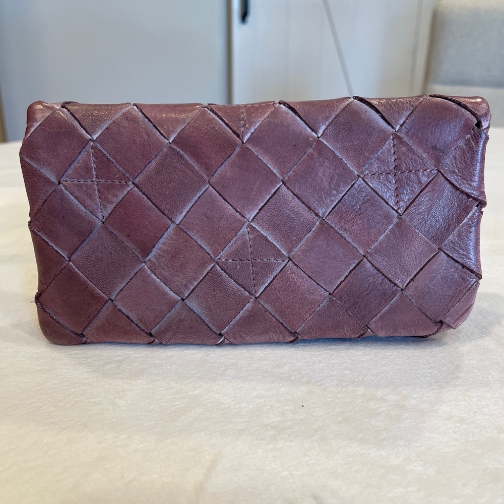 Vilenca Holland Woven Leather Clutch Wallet in Mauve